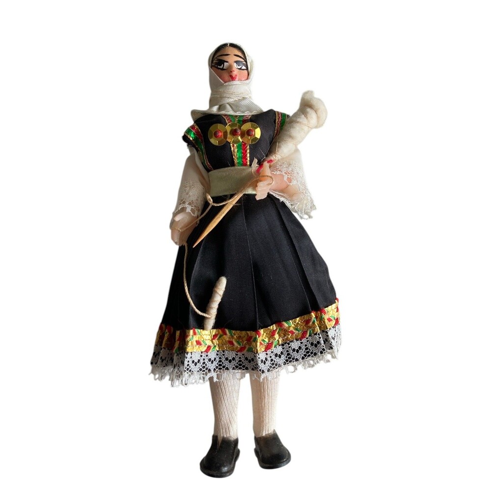 Hand painted Plastic Polish Doll 7 Inches Tall Authentic Ethnic Clothing Vintage